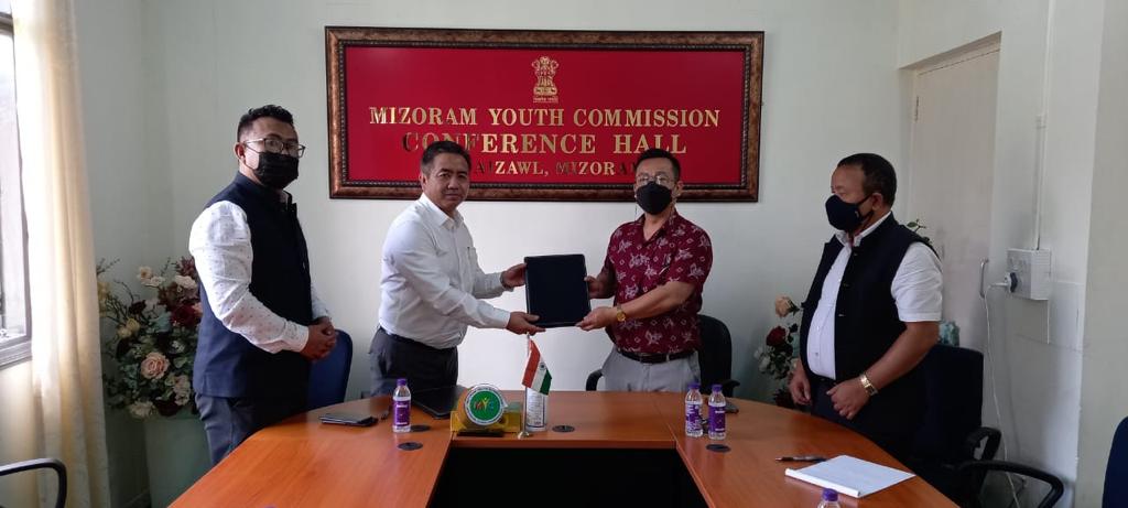 Principal & CEO, Dr. Vansanglura & Dr. Vanlaltanpuia, MLA, Chairman Mizoram Youth Commission (MYC) holding the MOU 
